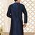 Navy blue dupion art silk  kurta with  computerised embroidery machine work