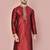 Red dupion art silk kurta with  computerised embroidery machine work