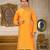 Yellow dupion art silk kurta with  computerised embroidery machine work