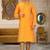 Yellow dupion art silk kurta with  computerised embroidery machine work