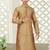 Dark beige dupion art silk kurta with  computerised embroidery machine work