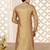 Dark beige dupion art silk kurta with  computerised embroidery machine work