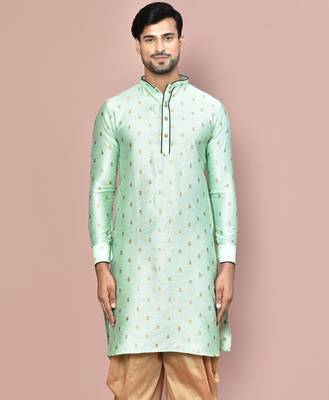 green fancy fabric  kurta with pattern work&pipein work 1