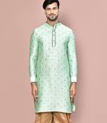 green fancy fabric  kurta with pattern work&pipein work