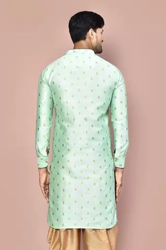 green fancy fabric  kurta with pattern work&pipein work