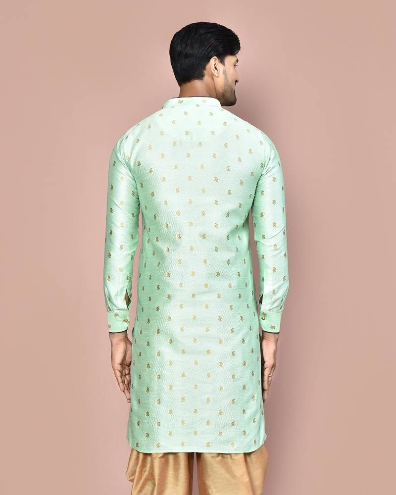 green fancy fabric  kurta with pattern work&pipein work