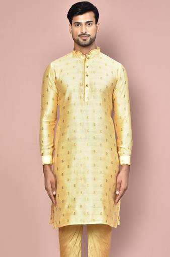 rust fancy fabric kurta with pattern work&pipein work