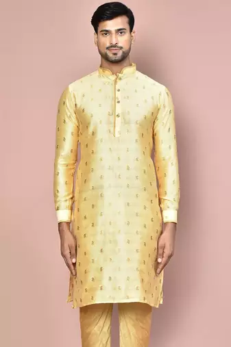 rust fancy fabric kurta with pattern work&pipein work