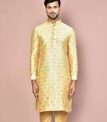 rust fancy fabric kurta with pattern work&pipein work