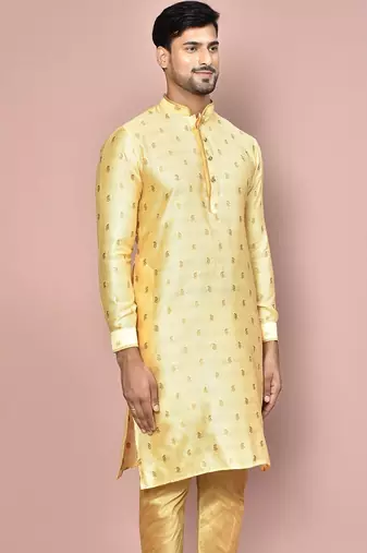 rust fancy fabric kurta with pattern work&pipein work