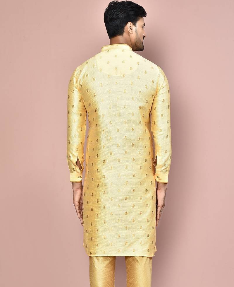 rust fancy fabric kurta with pattern work&pipein work