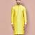 yellow fancy fabric kurta with pattern work&pipein work