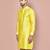 yellow fancy fabric kurta with pattern work&pipein work