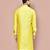 yellow fancy fabric kurta with pattern work&pipein work