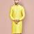 yellow fancy fabric kurta with pattern work&pipein work