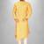 yellow fancy fabric  kurta with side open with pipein work