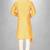 yellow fancy fabric  kurta with side open with pipein work