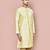 Fawn dupion art silk  kurta with  open sherwani style and full inside cotton linen