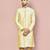 Fawn dupion art silk  kurta with  open sherwani style and full inside cotton linen