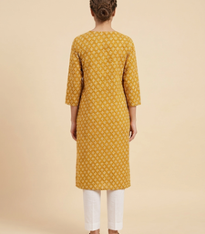 Mustrad yellow printed cotton kurti