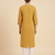 Mustrad yellow printed cotton kurti