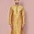 Beige dupion art silk  kurta with  open sherwani style and full inside cotton linen
