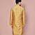 Beige dupion art silk  kurta with  open sherwani style and full inside cotton linen