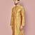 Beige dupion art silk  kurta with  open sherwani style and full inside cotton linen