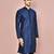 Navy blue dupion art silk  kurta with  open sherwani style and full inside cotton linen