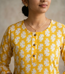 Yellow printed cotton kurti