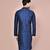 Navy blue dupion art silk  kurta with  open sherwani style and full inside cotton linen