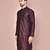 Wine dupion art silk  kurta with  open sherwani style and full inside cotton linen