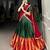 Traditional Silk Lehenga Set in Deep Green and Red with Ethnic Elephant Motif Border