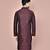 Wine dupion art silk  kurta with  open sherwani style and full inside cotton linen