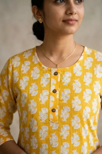 Saka Designs Yellow Printed Cotton Kurti