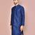 Navy blue dupion art silk  kurta with  open sherwani style and full inside cotton linen