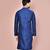 Navy blue dupion art silk  kurta with  open sherwani style and full inside cotton linen