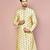 Fawn dupion art silk  kurta with  open sherwani style and full inside cotton linen