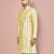 Fawn dupion art silk  kurta with  open sherwani style and full inside cotton linen
