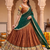 Elegant Copper Brown Lehenga with Rich Emerald Green Contrast Dupatta