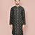 Black dupion art silk kurta with  open sherwani style and full inside cotton linen