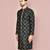 Black dupion art silk kurta with  open sherwani style and full inside cotton linen