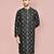 Navy blue dupion art silk kurta with  open sherwani style and full inside cotton linen