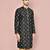 Navy blue dupion art silk kurta with  open sherwani style and full inside cotton linen