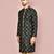 Navy blue dupion art silk kurta with  open sherwani style and full inside cotton linen