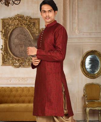 red jmr  kurta with  facny buttons 1