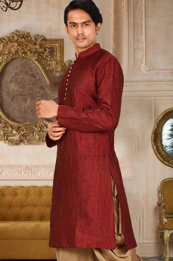 red jmr  kurta with  facny buttons