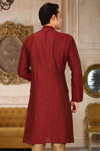red jmr  kurta with  facny buttons