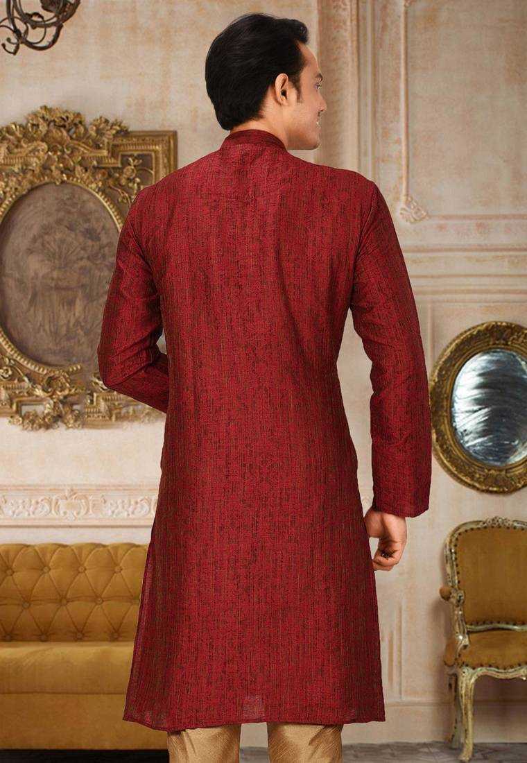 red jmr  kurta with  facny buttons