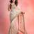 Cream satin embroidered saree with sequins work